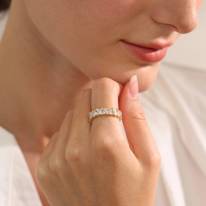 Golden Heart Crystal Ring