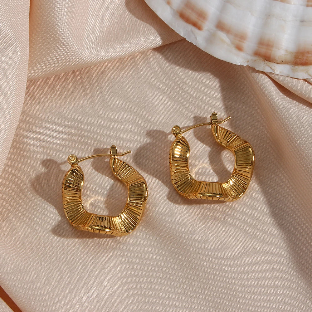 Wavy Gold Hoop Earrings