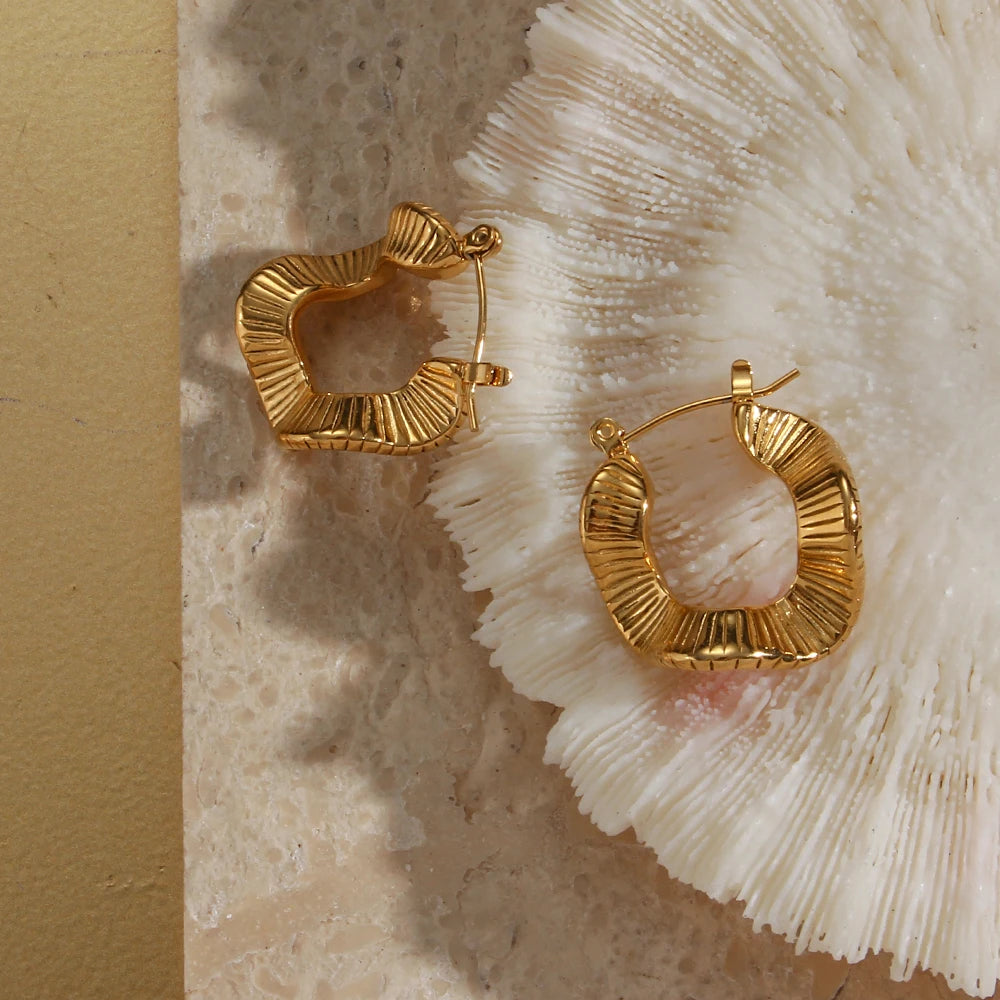 Wavy Gold Hoop Earrings