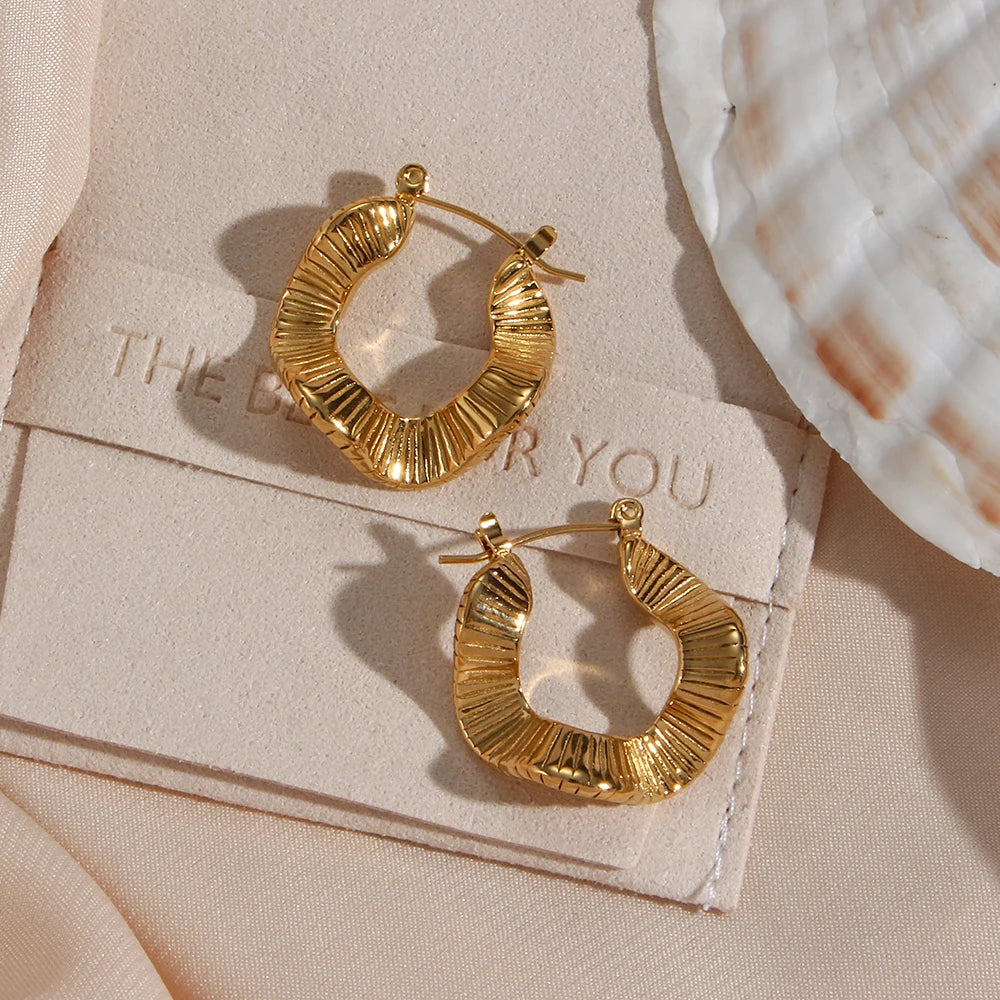 Wavy Gold Hoop Earrings