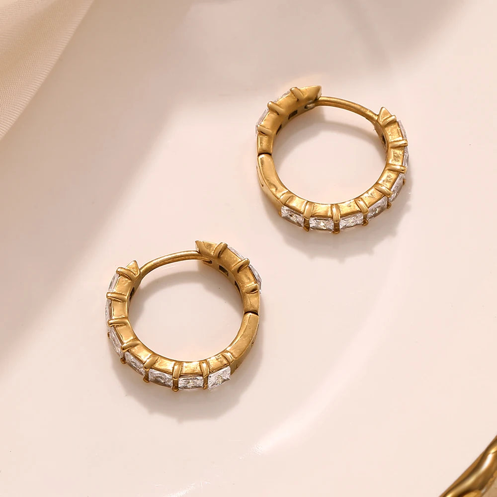 Square Crystal Hoop Earrings