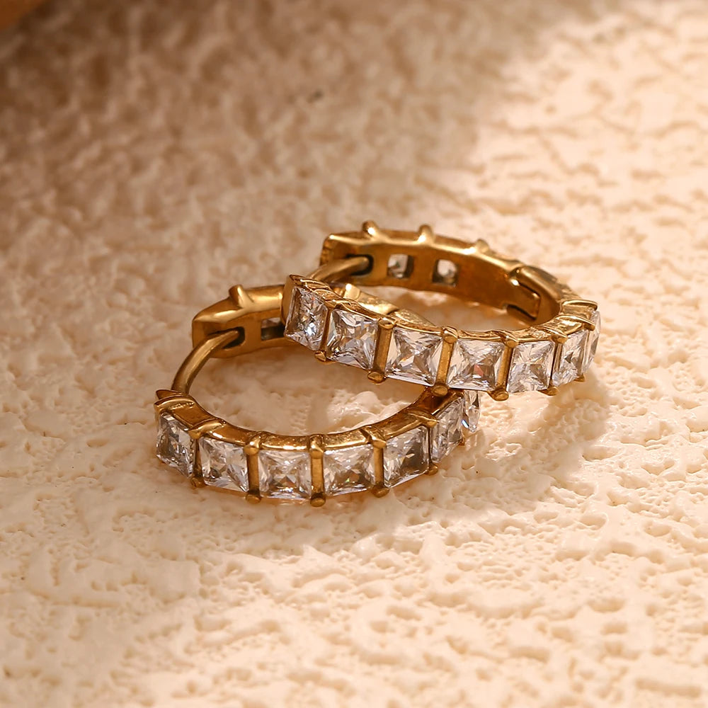 Square Crystal Hoop Earrings