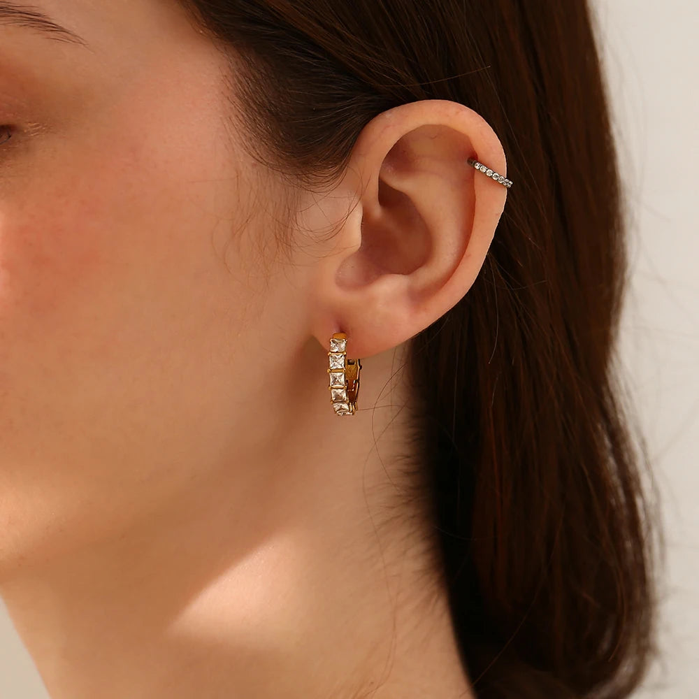 Square Crystal Hoop Earrings