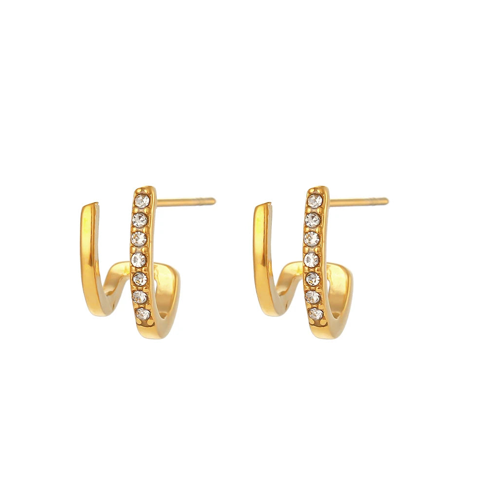 Double Crystal Hoop Earrings