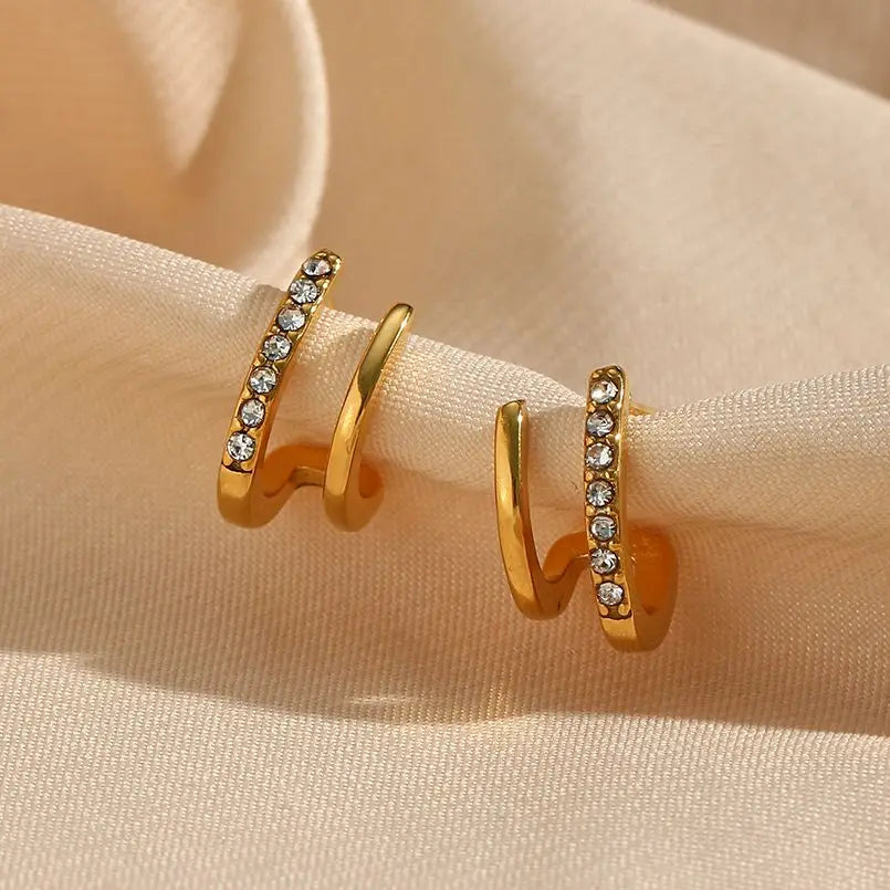 Double Crystal Hoop Earrings