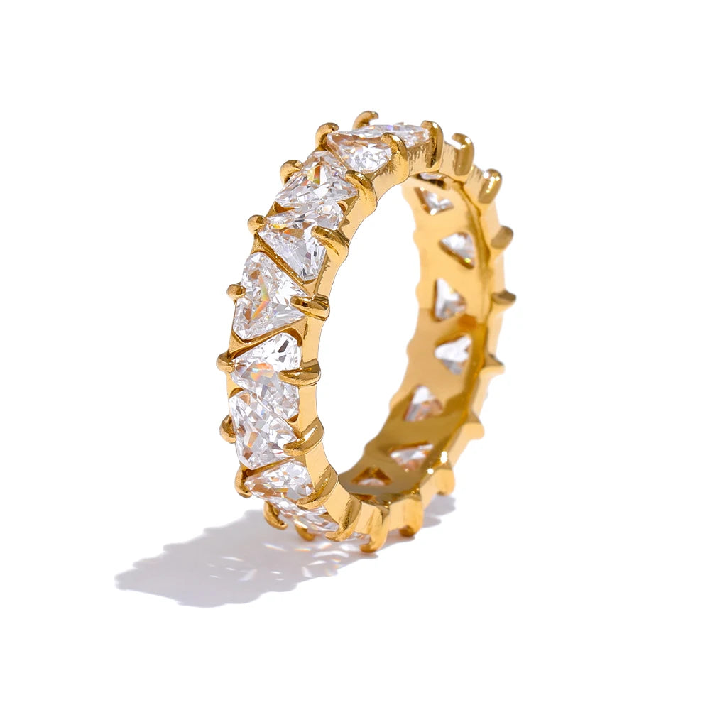 Golden Heart Crystal Ring