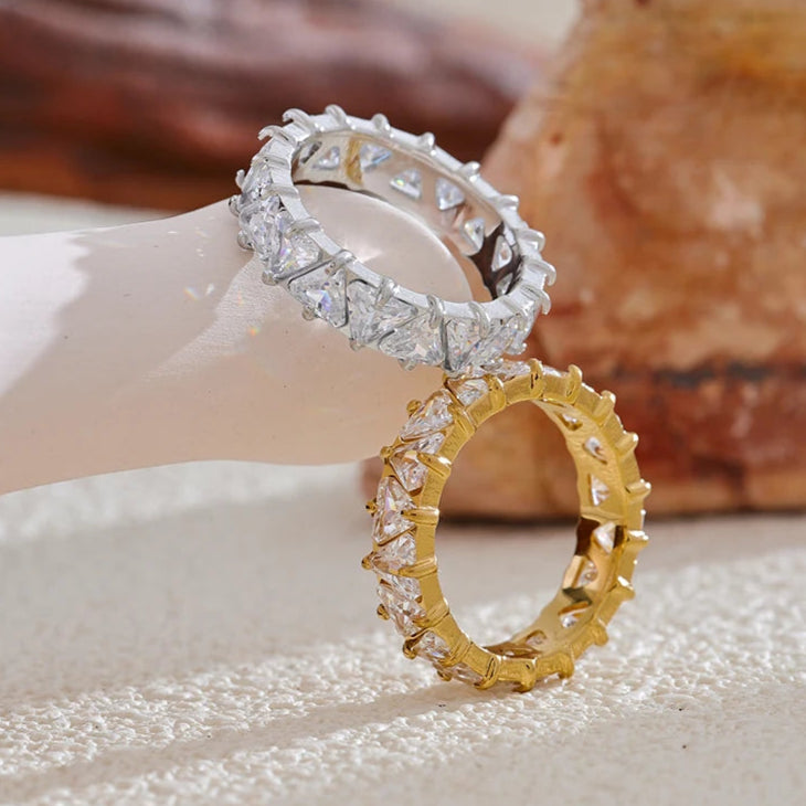 Golden Heart Crystal Ring